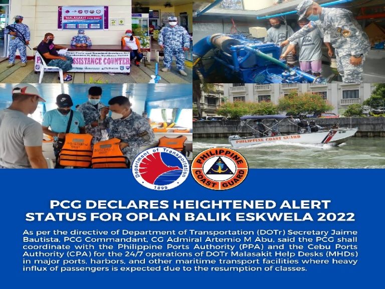 Pcg Ilalagay Sa Heightened Alert Status Para Sa Oplan Balik Eskwela