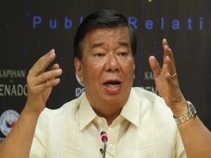 DRILON / MAY 15, 2014 Senate President Franklin Drilon reacts during a press conference held at Senate lounge, Thursday , May 15, 2014 INQUIRER PHOTO/ JOAN BONDOC