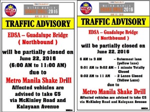 Shake Drill Road Closures