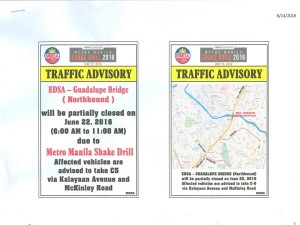 Shakedrill road closures 