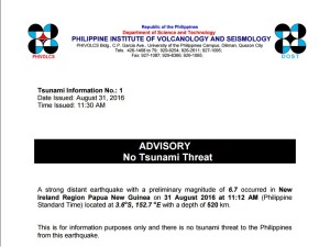 Phivolcs Advisory 