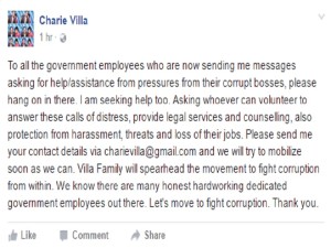 Charie Villa FB post