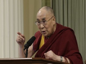 The Dalai Lama speaks at a joint session of the California Legislature, Monday, June 20, 2016, in Sacramento, Calif. (AP Photo/Rich Pedroncelli)