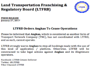 LTFRB Advisory