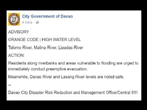 Davao City Flood Advisory Feb 16