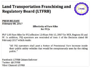 ltfrb minimum fare