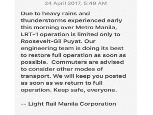 LRT 1 LIMITED OPERATION