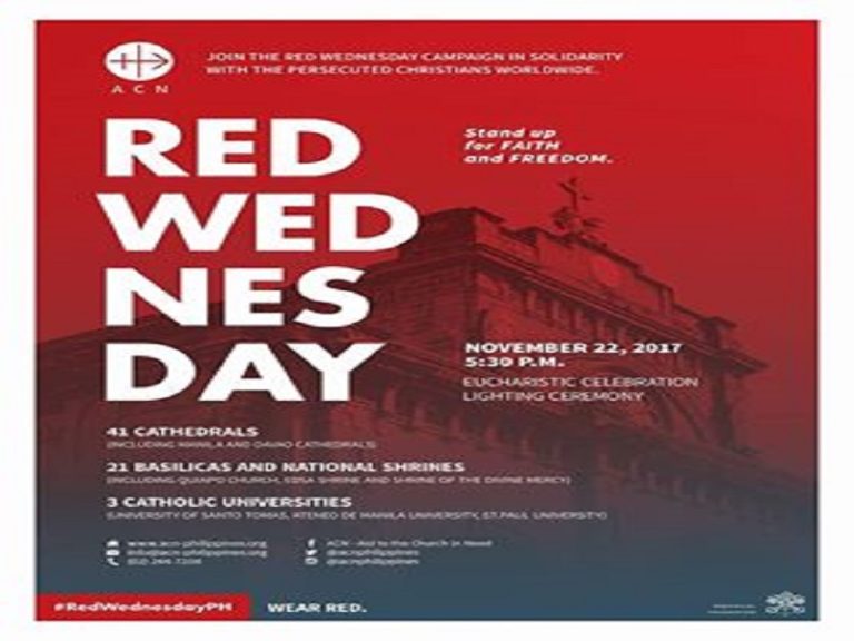 Pilipinas, makikiisa sa “Red Wednesday” campaign ng Simbahang Katolika