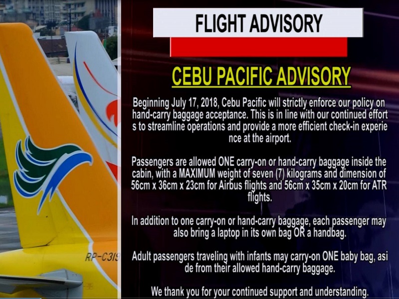 One handcarry baggage policy ipatutupad na ng Cebu Pacific mula July
