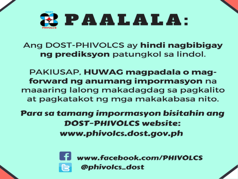 Phivolcs, may payo sa publiko tungkol sa pagpapakalat ng mga mensahe