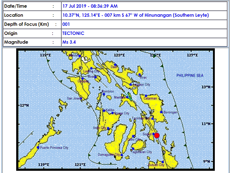 Hinunangan, Southern Leyte niyanig ng magnitude 3.4 na lindol | DZIQ ...