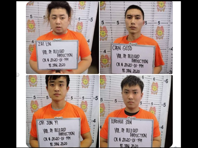 LOOK Mugshots ng apat na Chinese na nagtangkang dumukot sa isang 18