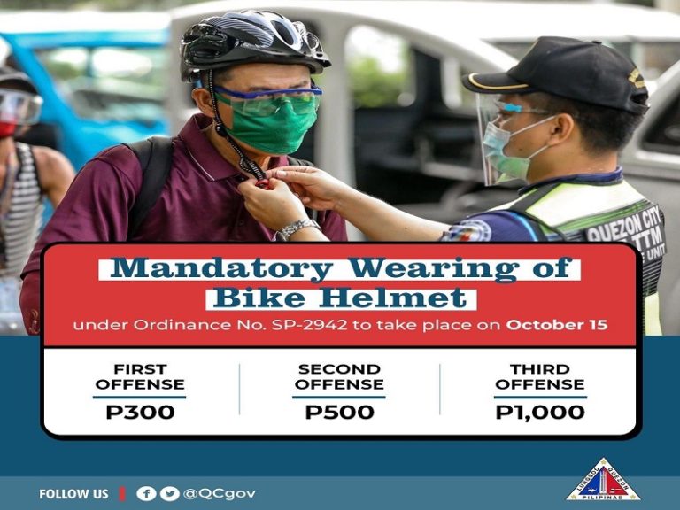 Mandatory na pagsusuot ng bike helmet sa QC epektibo na simula ngayong