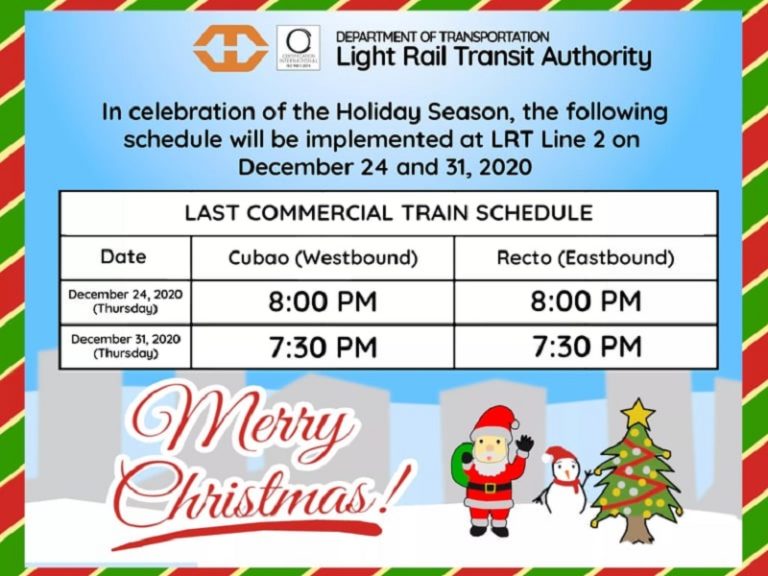LRT-2 magpapatupad ng shortened operating hours sa Dec. 24 ...