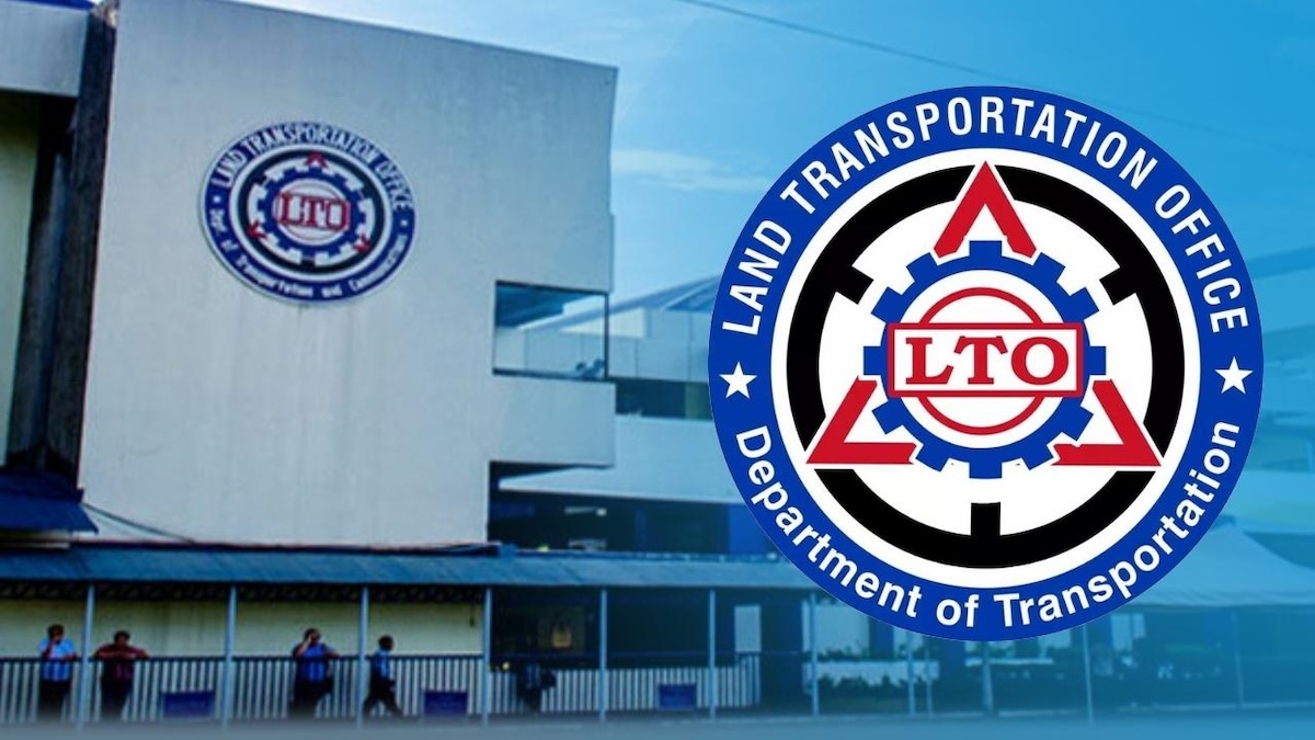 PHOTO: Land Transportation Office facade with LTO logo superimposed STORY: LTO: Scam ang text message ukol sa traffic violation