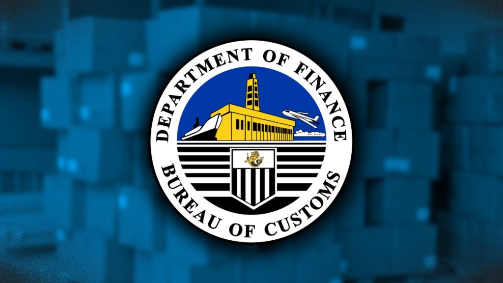 PHOTO: Bureau of Customs logo with boxes in warehouse as background STORY: P56M na shabu sa balikbayan box mula Thailand nasamsám ng BOC