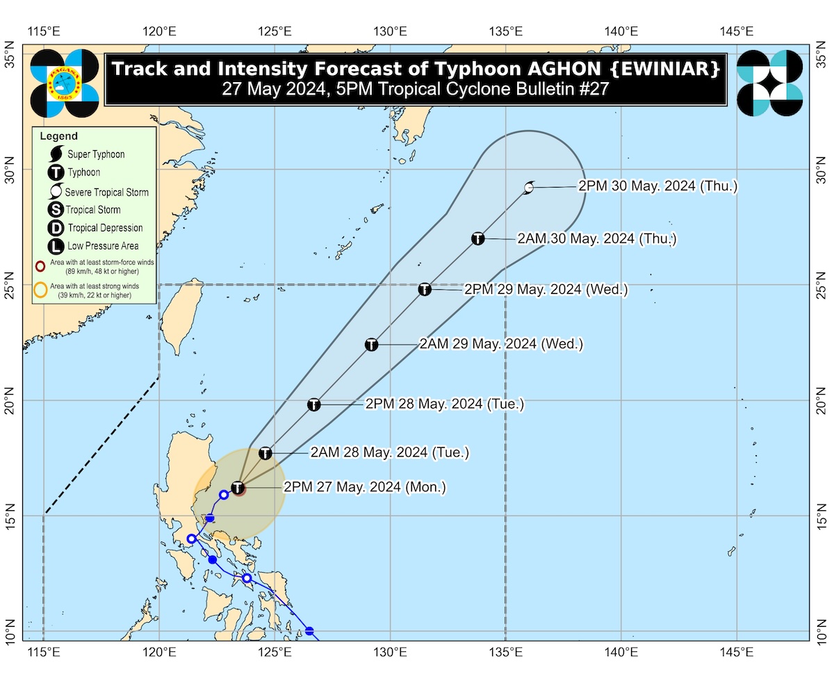 PHOTO: Track of Aghon map STORY: Aghon lumihís pero iláng bayan sa Luzon Signal No. 1 pa rin