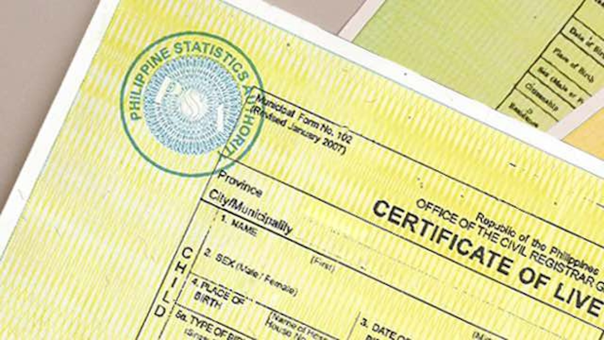 PHOTO: Closeup of part of a birth certificate STORY: Bane of late birth registration – INQUIRER EDITORIAL