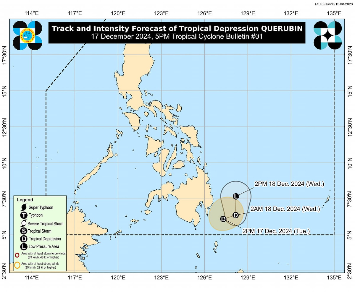 PHOTO: Tropical Depression Querubin tracking map